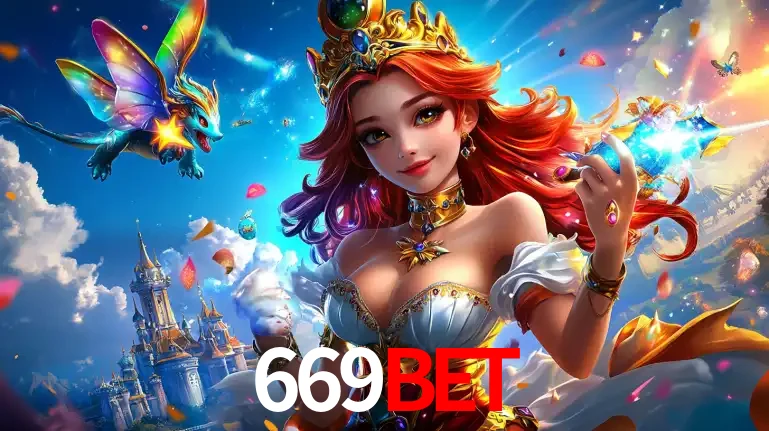 A princesa de um reino de fantasia mágico, com seu pequeno dragão, apresentando um mundo de prêmios encantados nos jogos de caça-níqueis do cassino 669BET.